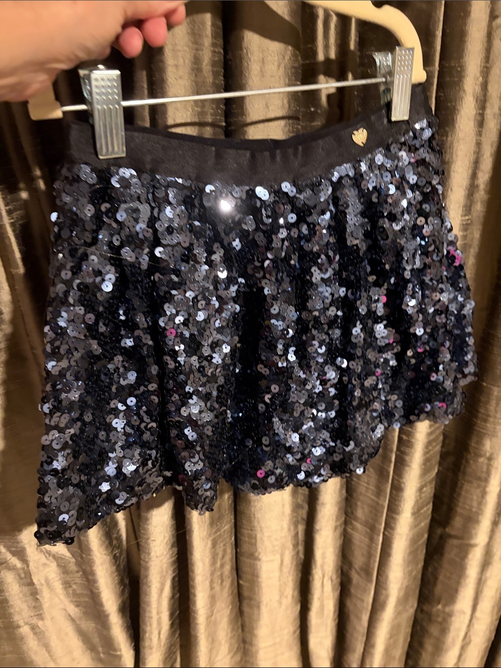 Juicy Couture girls Black Sequin Skater Skirt